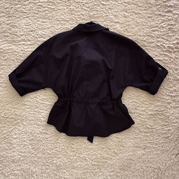 ZARA NAVY POPLIN SAFARI SHIRT SZ L - Picture 3 of 3